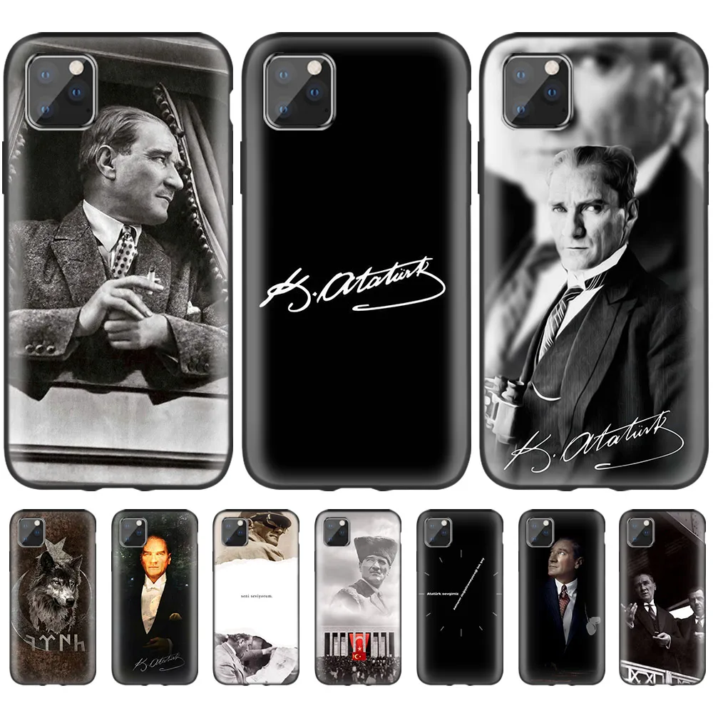 Турция Mustafa Kemal Ataturk чехол для iPhone 11 Pro XS Max XR X 10 7 8 6 6S + Plus 5S 5 SE 7S черный силиконовый