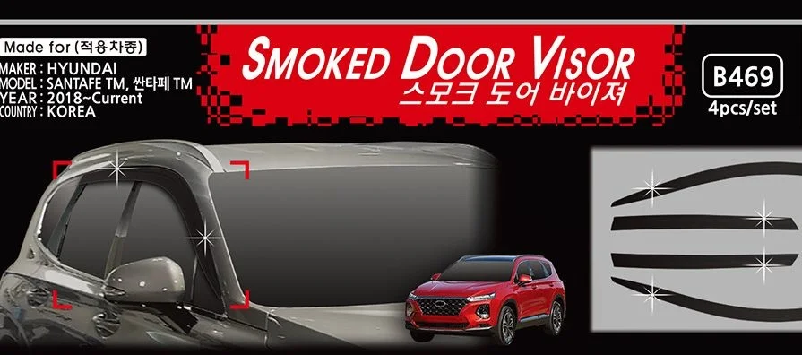 

Chrome Door Rain Visor Side Window Deflector Shade Sun Wind Shield Silver Trips Eaves for Hyundai Santafe 2020