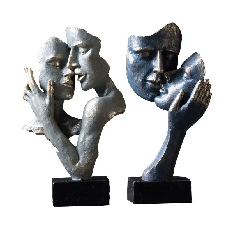 

Nordic Silence Is A Golden Figure Human Face Decoration Resin Retro Creative Art Sculpture Statue Home Decor Decoration