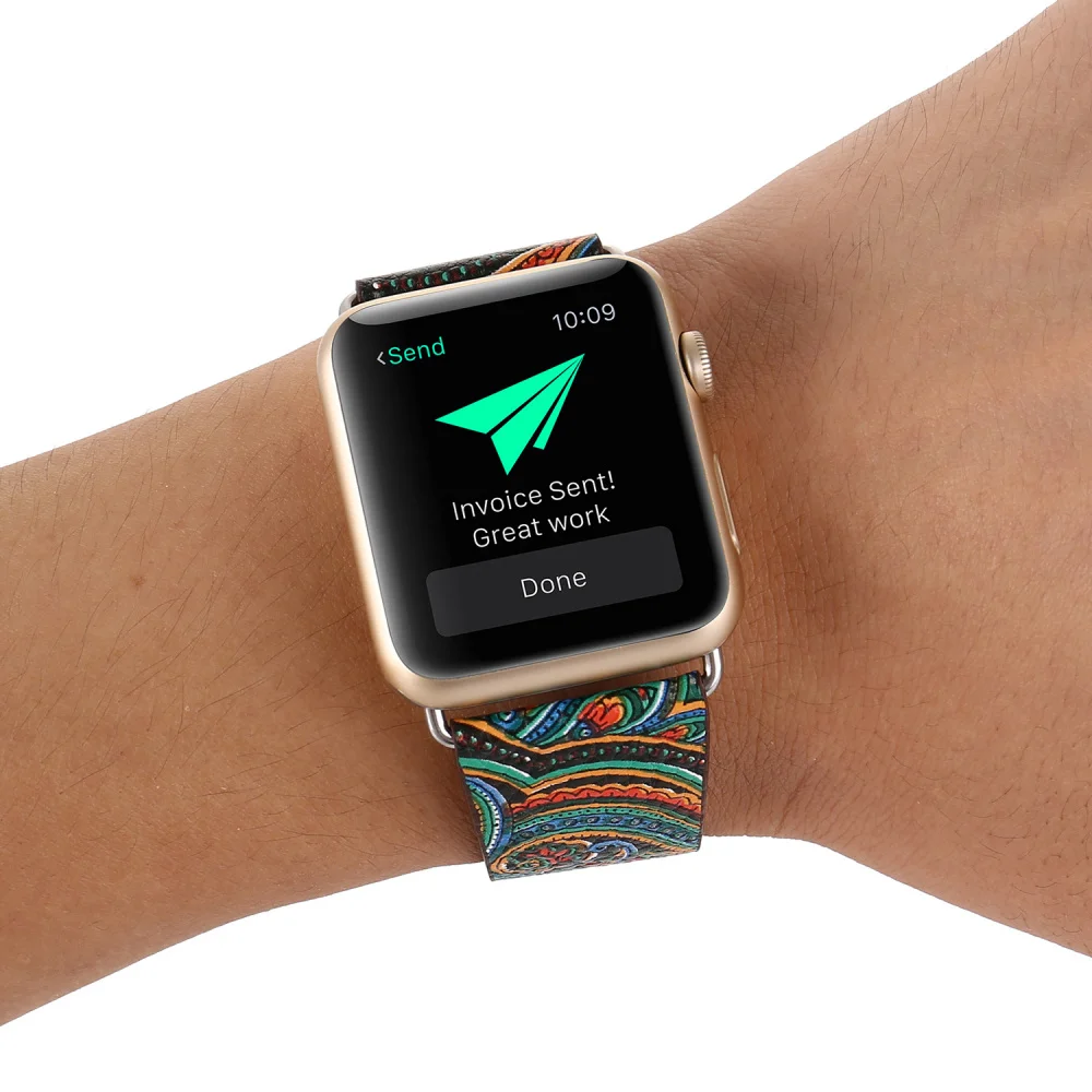 Модный ремешок с цветочным узором для Apple Watch 38 мм 40 42 44 кожаный браслет iWatch Series 2 3 4