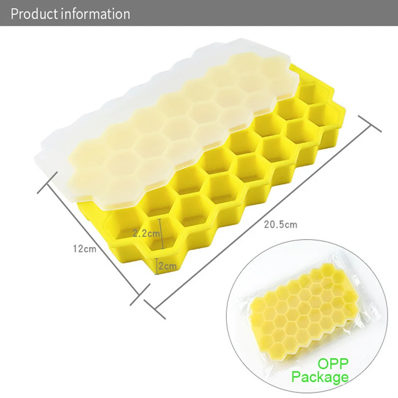 

Honeycomb ice tray 37-cell silicone ice tray making mold with lid ice cream mold cold drink refrigerator ice maker free of BPA