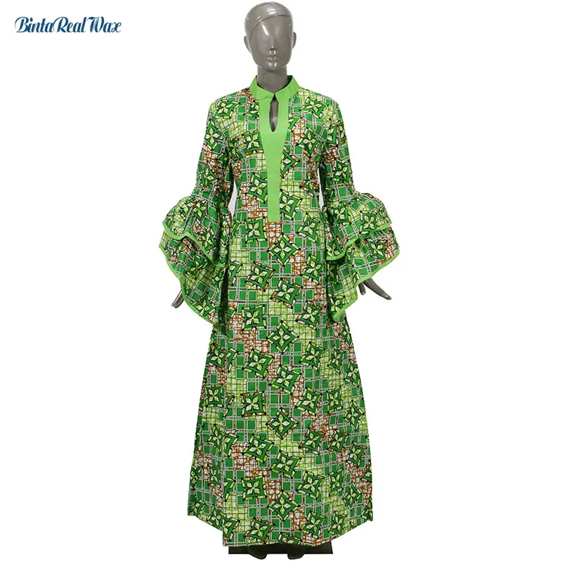 Новые длинные платья с Африканским принтом для женщин базин богатый 100% хлопок