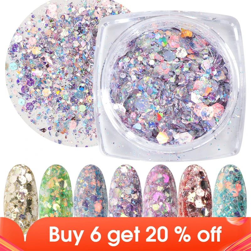 1 шт. шестигранные блестки для ногтевого дизайна блестящий порошок ногтей в виде