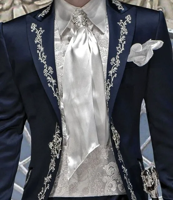 

Latest Coat Pant Designs Navy Blue Embroidery Italian Men Suit Slim Fit Gentle Prom Party Custom Dinner Men Tuxedo 2 Piece Terno