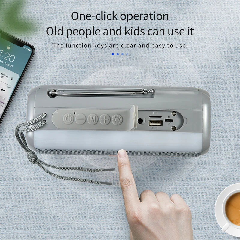 T&amp;G TG144 Беспроводной портативный громкоговоритель Bluetooth с FM-радио, регулируемой антенной, плеером музыки и светодиодной вспышкой.