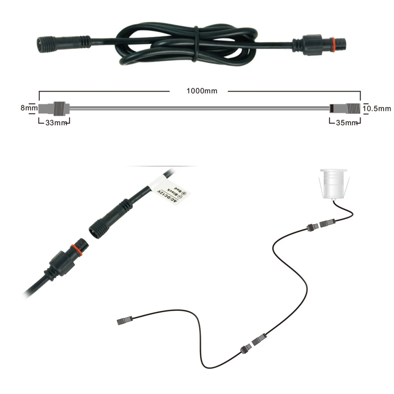 DC 12V 24V Быстрый разъем светодиодный провод 2/3 pin удлинитель параллельный кабель IP67
