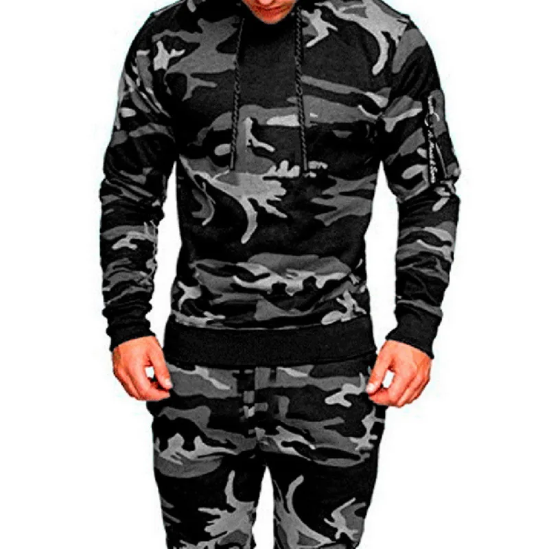2020 Мужская спортивная куртка толстовка с капюшоном камуфляжным принтом куртки