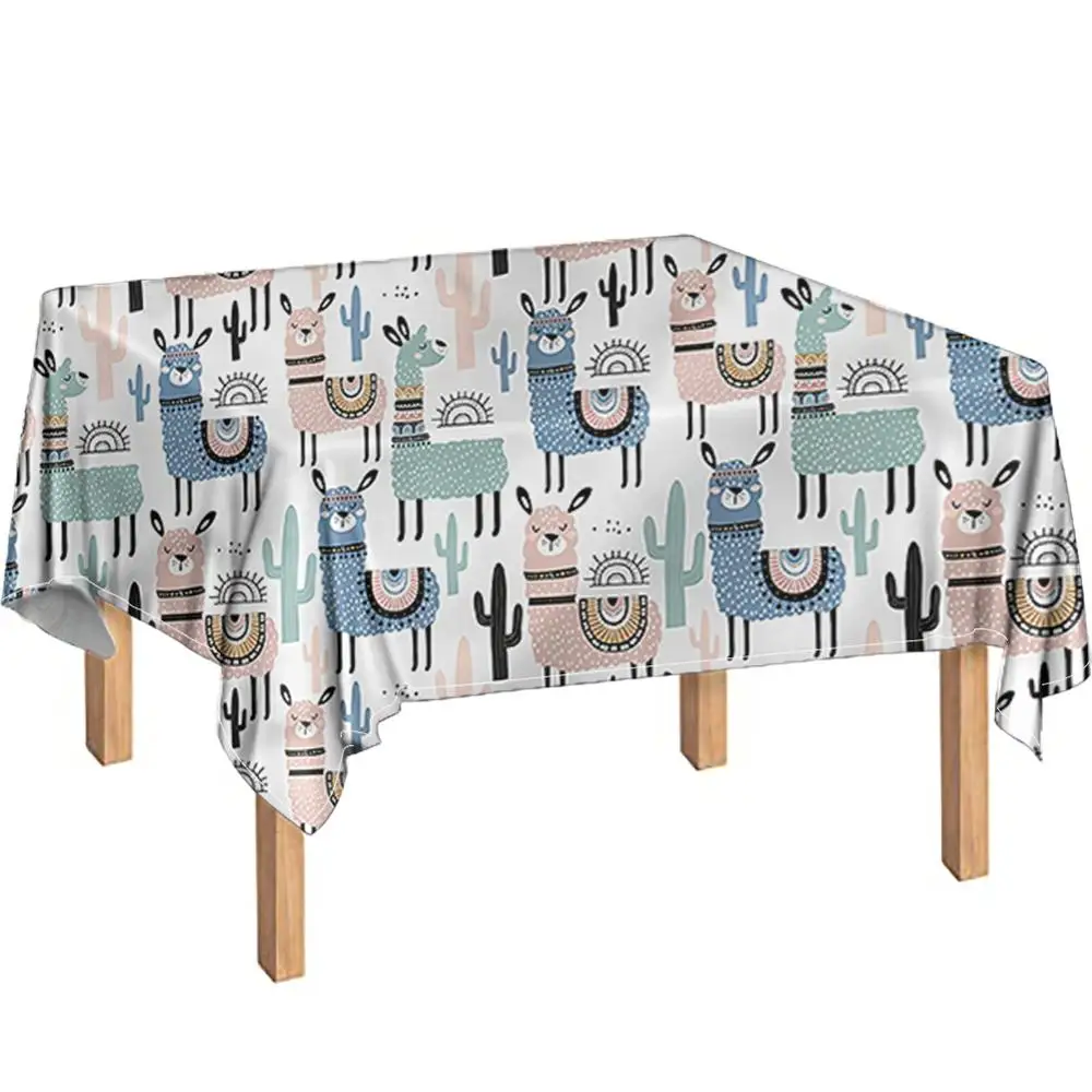 

Cartoon Alpaca Tablecloth Table Kitchen Home Decor Rectangle Party Interior Design Holiday Decoration