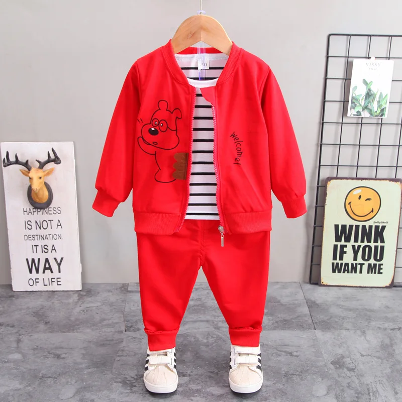 

3 шт., детский корейский Кардиган с длинным рукавом, футболка и штаны