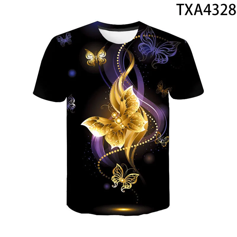 

Fashion 3D Butterfly Printing Men's Clothes Summer Oversized Casual Women T Shirt Tops Round Neck Kids Tops