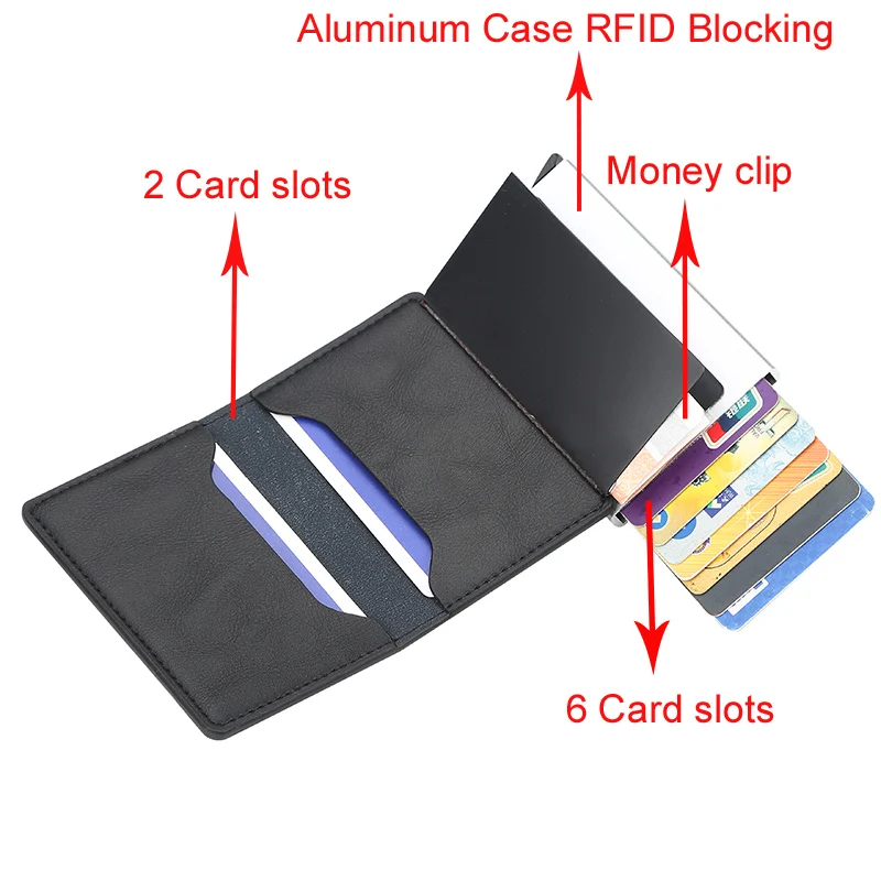 Baellerry RFID Блокировка Мужской кожаный кредитный держатель для карт мини алюминиевый чехол для банковских карт Защита ID маленький женский металлический кошелек