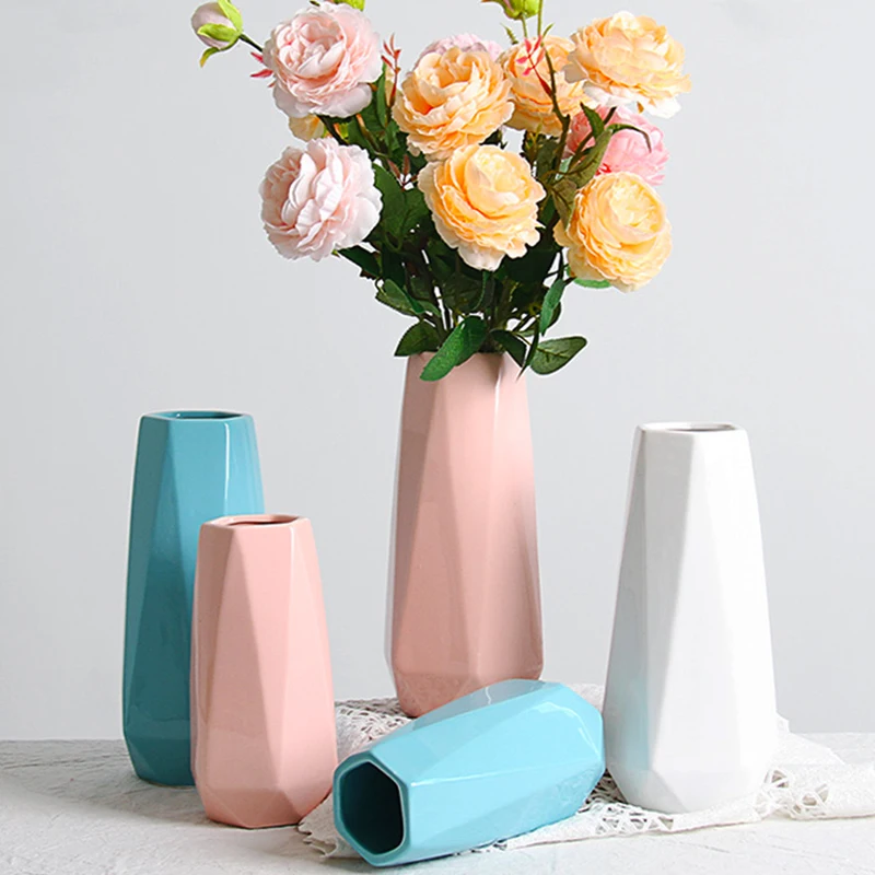 Керамическая ваза ins в скандинавском стиле белая Маленькая с сушеными цветами