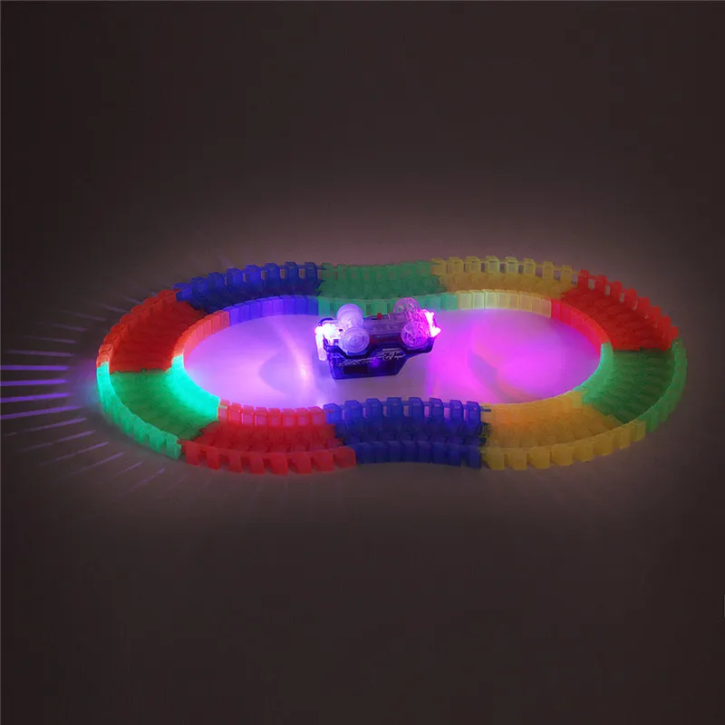 Светящаяся гоночная дорожка изгиб Гибкая вспышка в темноте сборка автомобиля