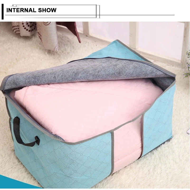 Складная Большая Нетканая сумка для хранения одеяла на молнии органайзер ящика
