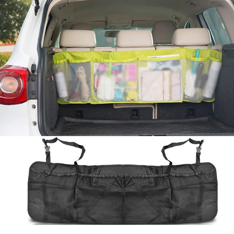 

Car SUV Rear Seat back Trunk Seat Bag Organizer Backseat Storage Bag Net Big Capacity Foldable Auto Stowing Tidying Accessories