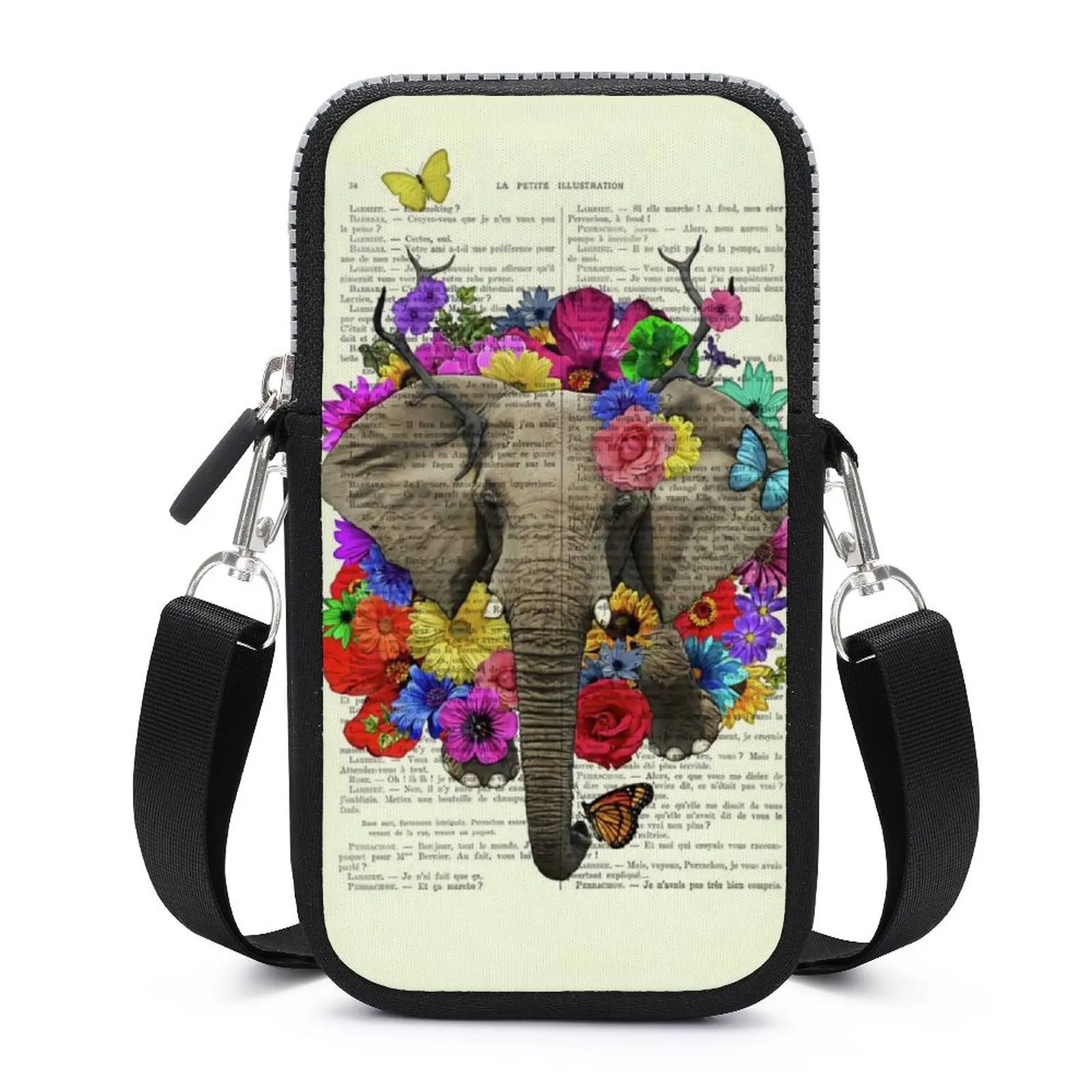 

Elephant Shoulder Bag Fashion Reusable Mobile Phone Bag Office Student Purse