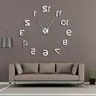 Большие настенные часы для самостоятельной сборки, современный дизайн, безрамочные настенные часы с обратными цифрами, роскошные зеркальные эффекты, большая игла часы с обратной стороны