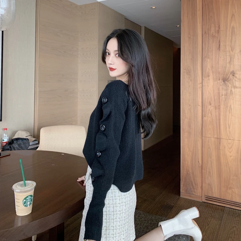 Свободный свитер в повседневном стиле женские пуловеры сезон осень-зима вязаные