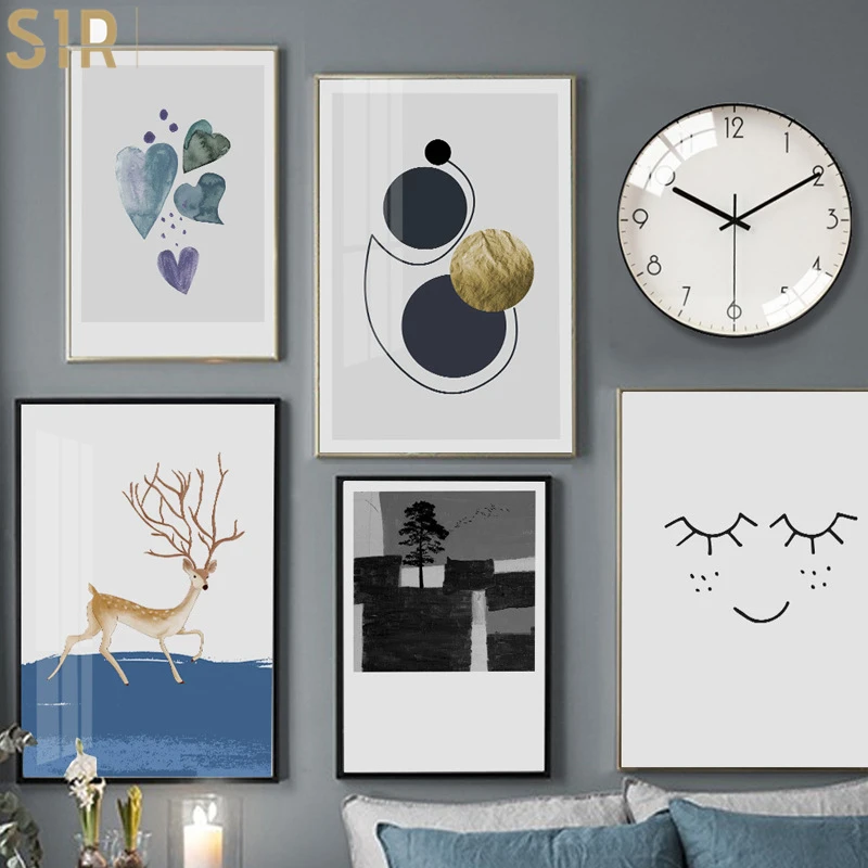 

Conisi Nordic Canvas Painting Romantic Flamingo Rose Sea Wave Print Animal Painting Modern Wall Art Poster Home Decor