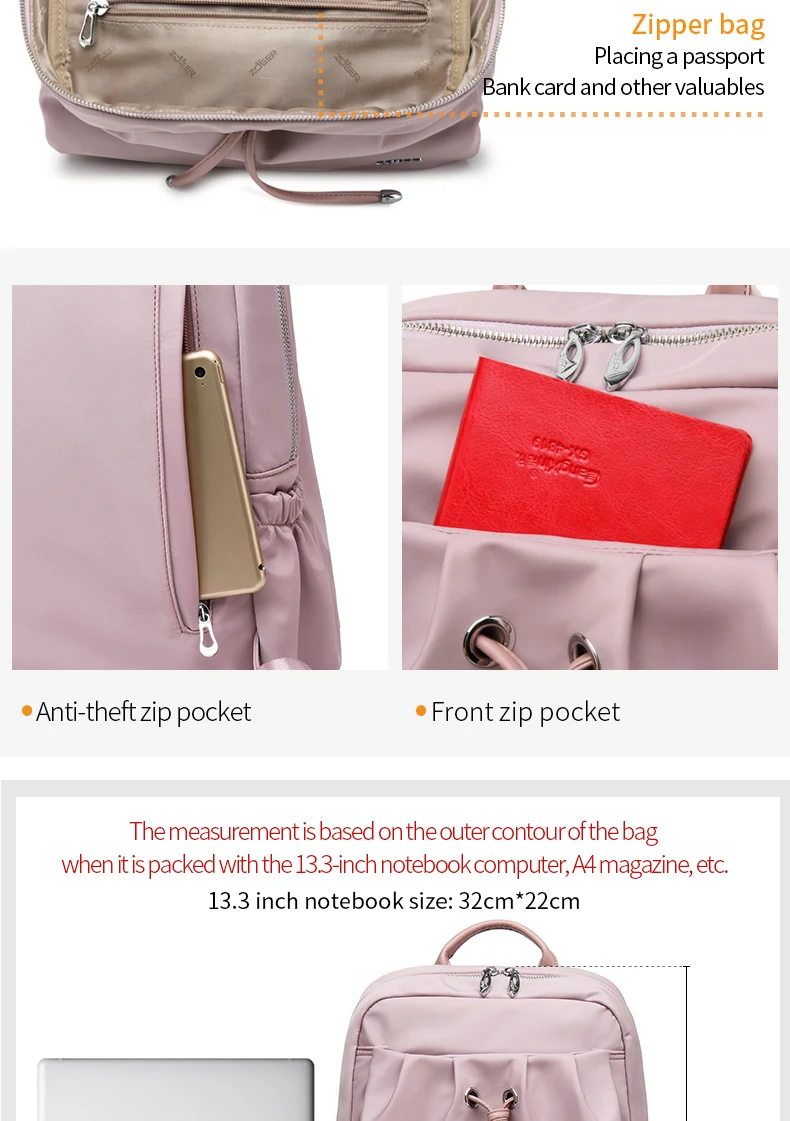ZOGER Oxford cloth ultra light shoulder bag Korean version new college student bag female simple wild backpack