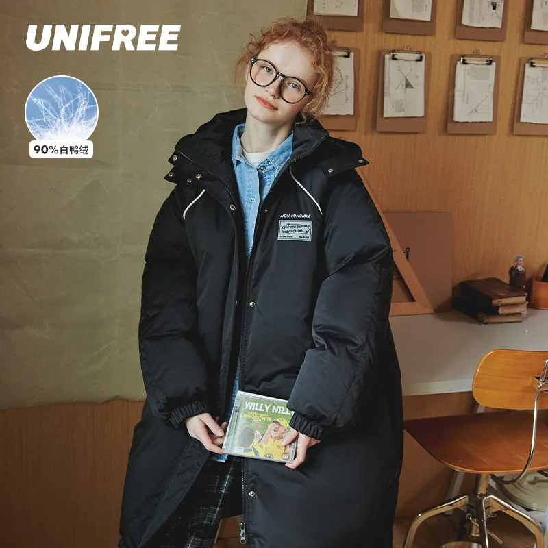 

Зимние куртки UNIFREE, женские длинные пуховые хлопковые парки, пальто, женское теплое хлопковое пальто, женская Повседневная Свободная куртка...