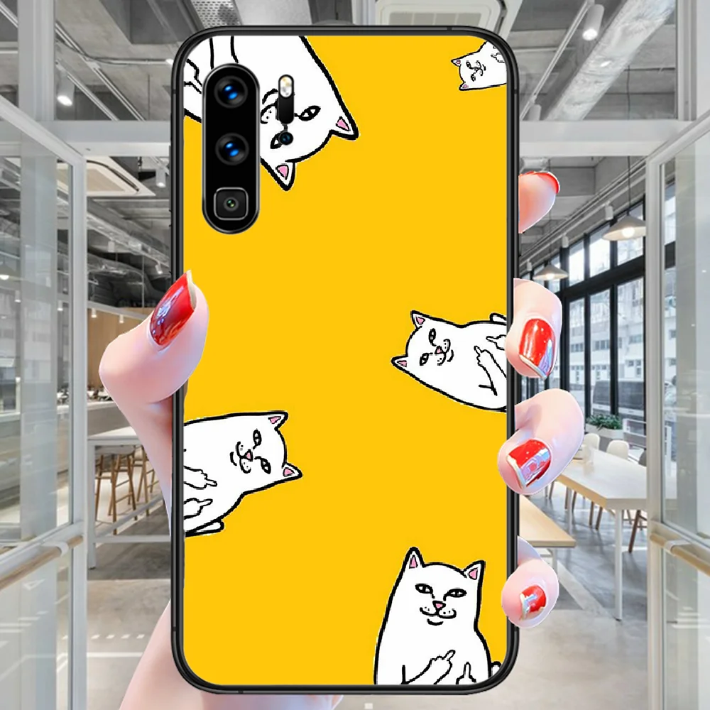 

Cat Cartoon Fashion Phone Case For Huawei P Mate Smart 10 20 30 40 Lite Z 2019 Pro black Bumper Luxury Waterproof Pretty Cell