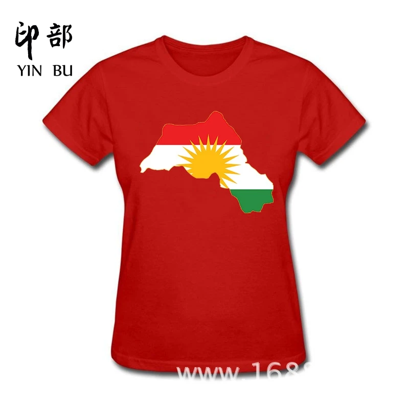 Северный дизайн самый курдистан флаг карта хлопковая Футболка для женщин лицо