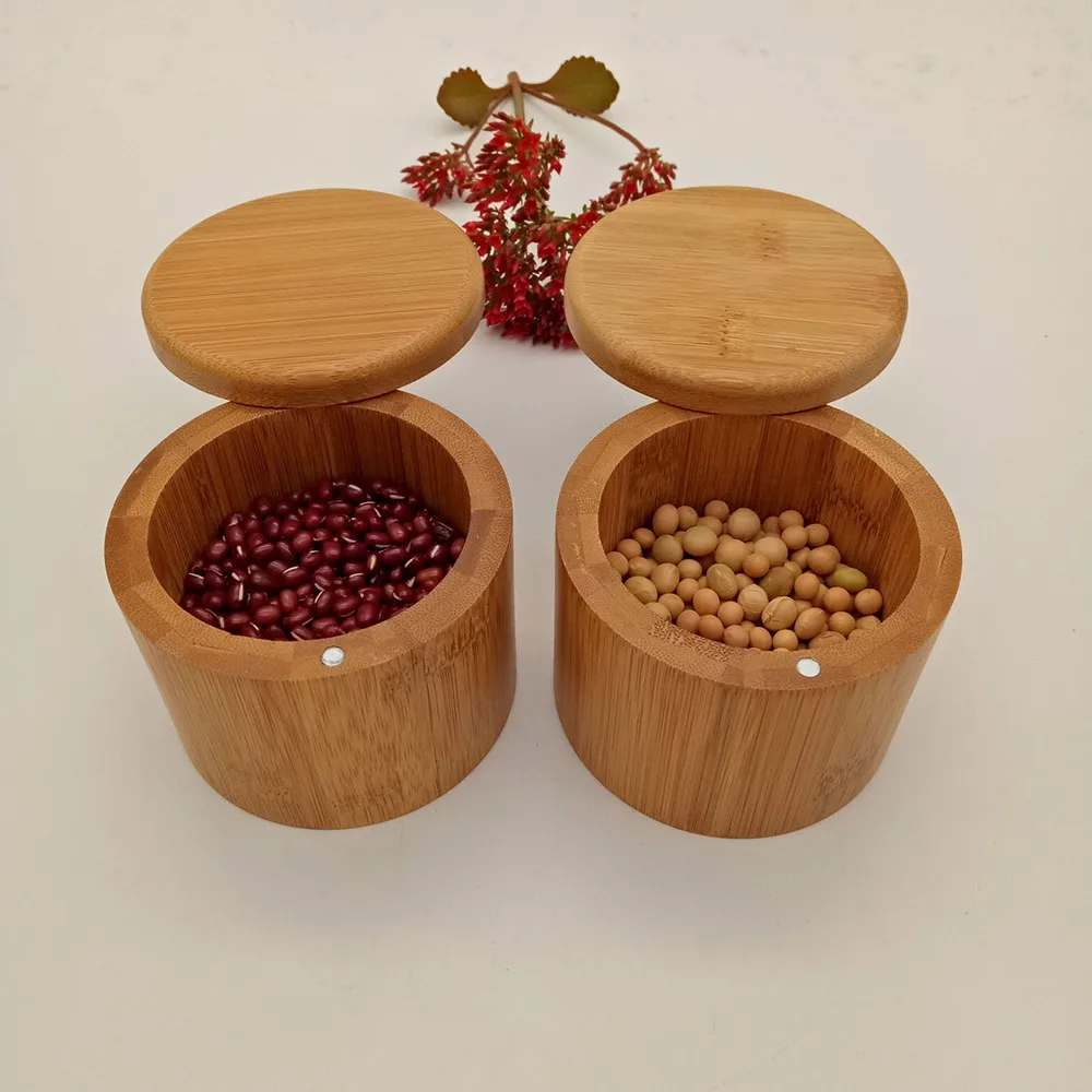 HOT SALE Kitchen Bamboo Natural Salt Shaker Household Spice Bottle With Lid Storage Box Accessories Seasoning Jar Wood | Дом и сад