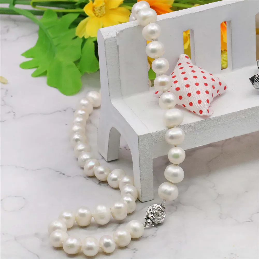 Очаровательно! 8 9 мм белый Akoya культивированный жемчуг Ожерелье Бусы модные