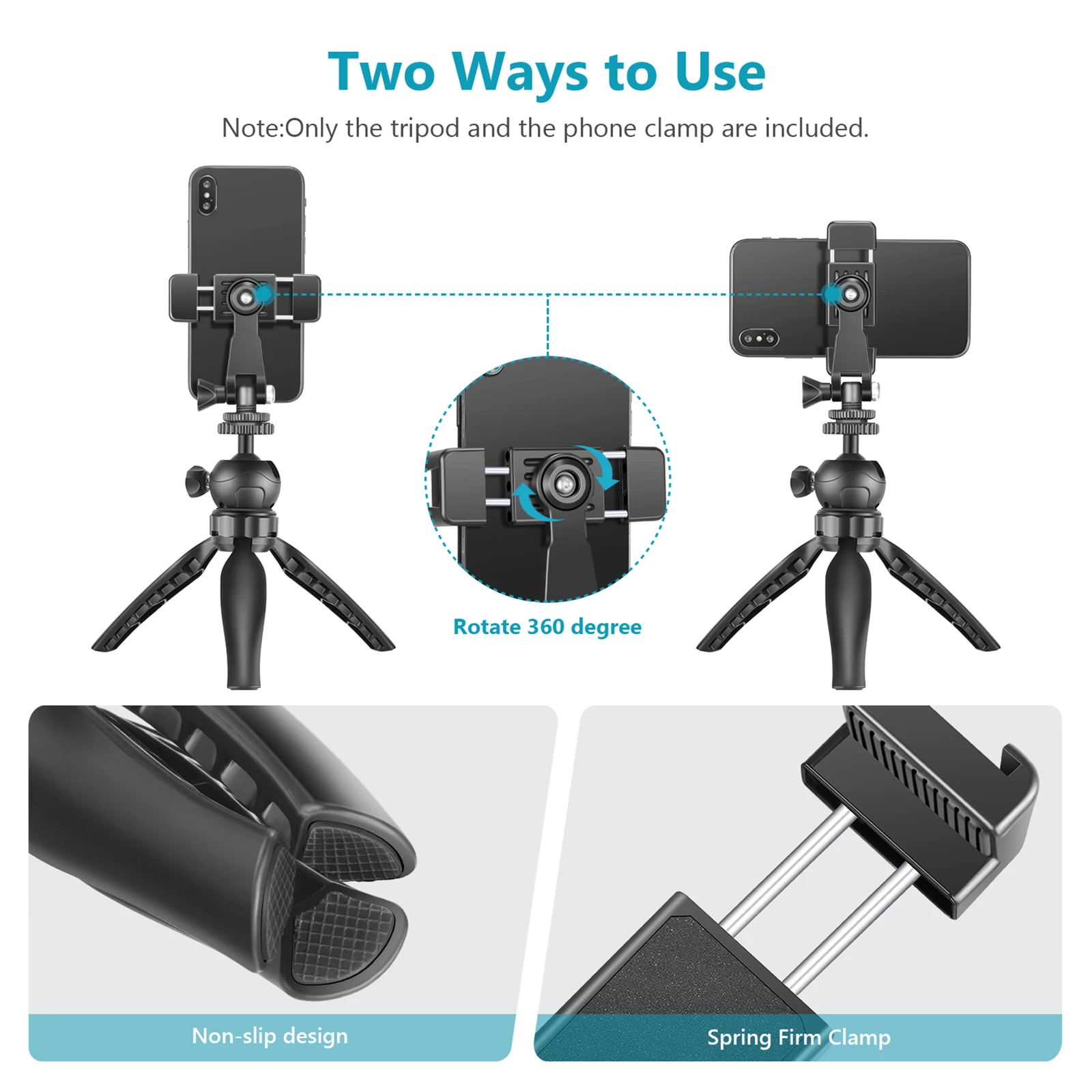 Настольный Штатив Neewer для телефона Трипод с держателем смартфона работает