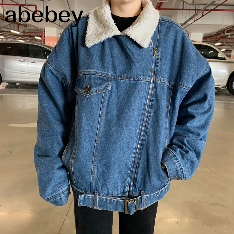 Женская джинсовая куртка Повседневная теплая уличная с подкладкой из шерсти и