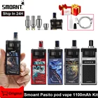 Оригинальный набор Smoant Pasito Pod 1100 мАч Встроенная батарея 3 мл Pod VS Smoant Charon Baby Plus Kit