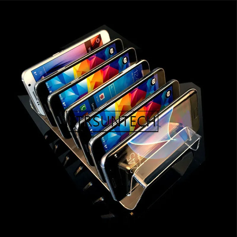 

50pcs 7 Cell Acrylic Mobile Phone Holder Bracket Digital Products Display Rack Cell Phone Display Stand Purse Show Shelf ZC1131