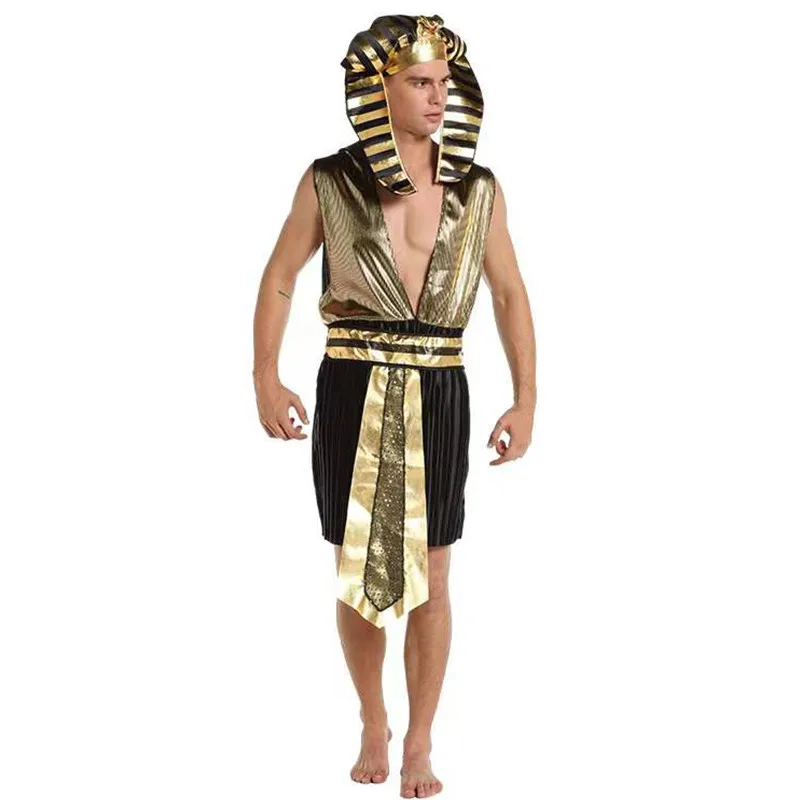 

Man Egyptian Traditional King Cosplay Halloween Pharaoh of Egypt Costumes Carnival Purim Parade Stage Show Role Play Party Dress