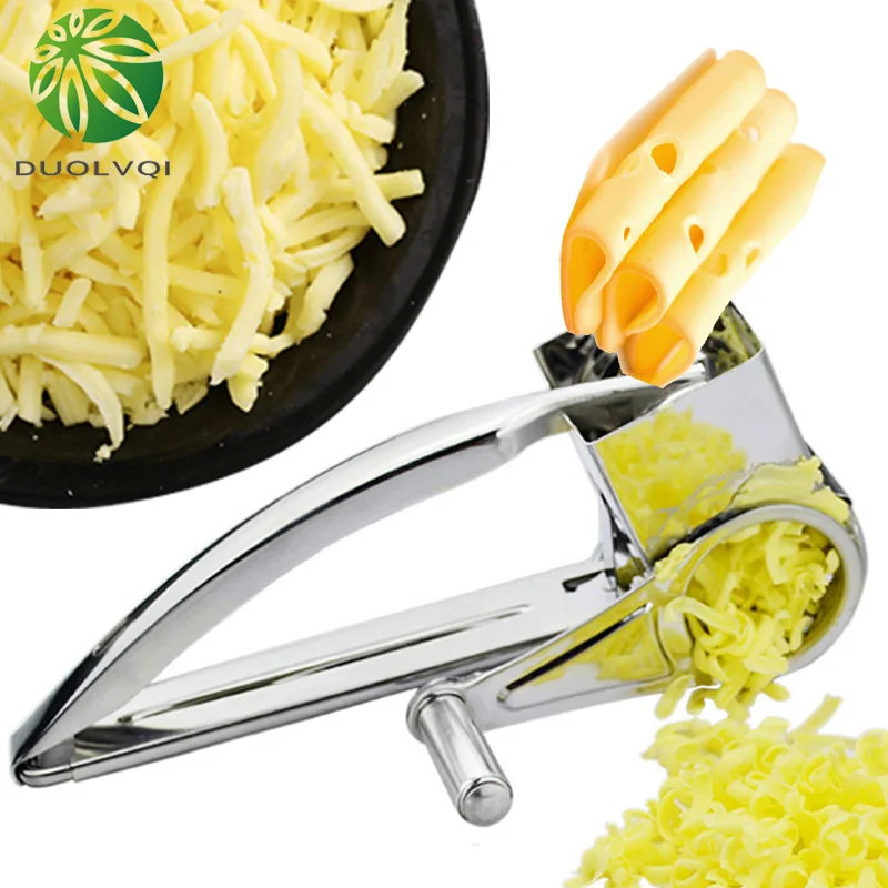 Duolvqi вращающийся сырный Grater 4 барабанных лезвия резак для сыра нержавеющая сталь