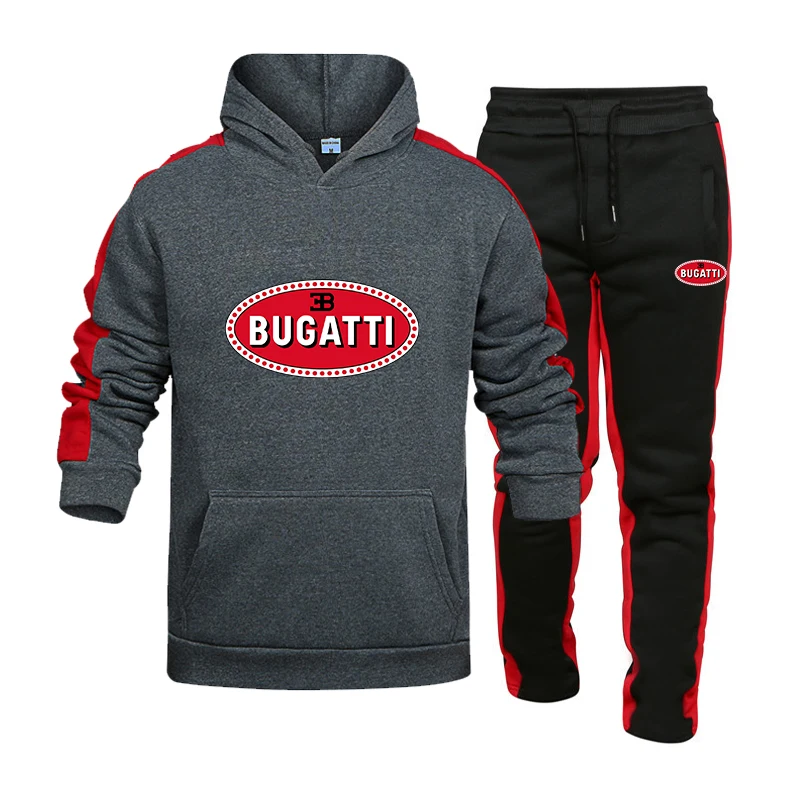 

2021 New Men's Hoodie BugattiCar Logo Sewing Korean Version Of Autumn And Winter Casual Street Sportswear Track Suit Asian Size