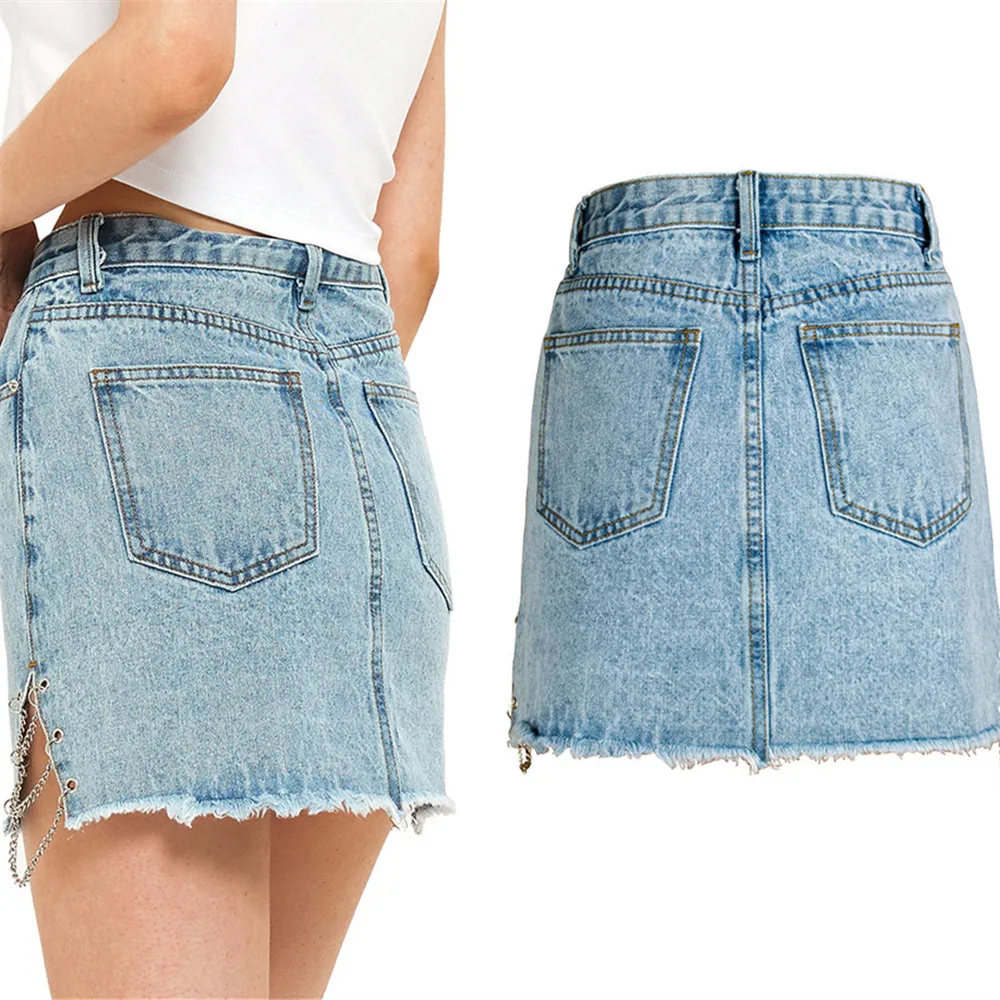 Женская джинсовая юбка с высокой талией трапециевидная в европейском и