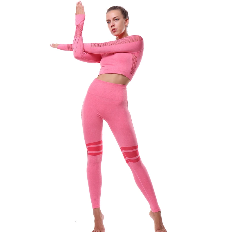 

Yoga Sets Women Gym Sports Set Elastic Sports Hight Waist Leggings Sportswear Workout