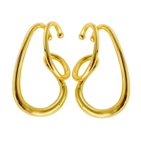 brass with 18k gold twist non pieried earrings women jewelry punk party gown runway korean japan ins boho top