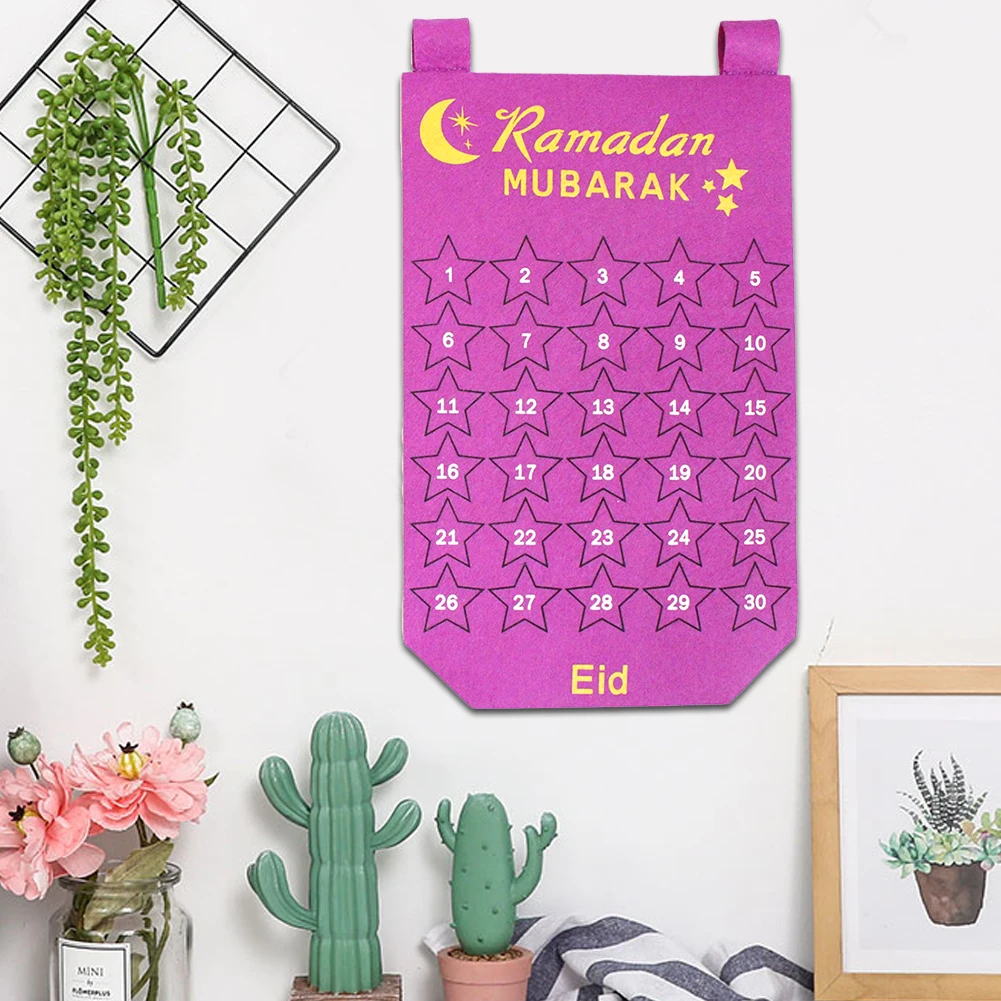 Висящий войлочный календарь Eid Mubarak на 30 дней декор для Рамадана обратного
