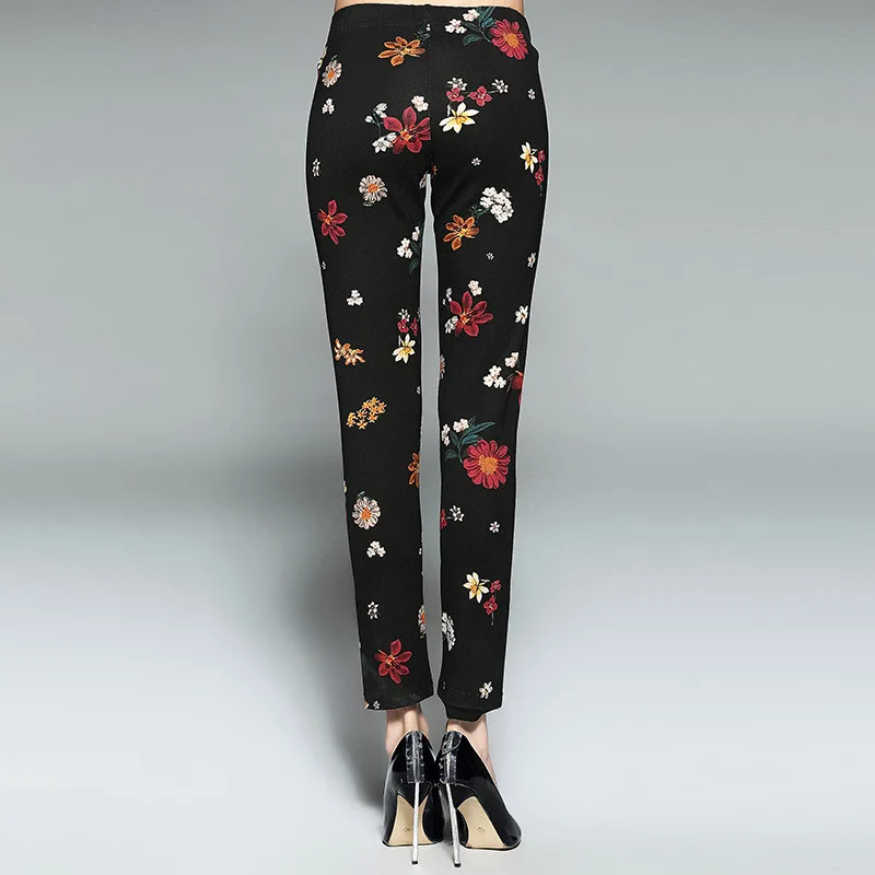 Женские узкие брюки с принтом размера плюс в европейском и американском стиле