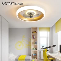 creative modern simple ceiling fan light diammable with remote control for kids room dining room indoor linghting fan
