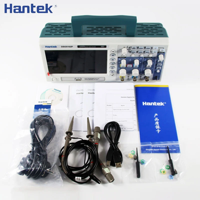 Hantek DSO5102P Цифровой Осциллограф портативный 100 МГц 2 канала 1GSa/s длина записи 40K USB