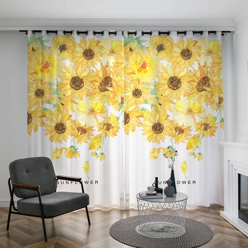 Принимаются заказы на модели стиль подсолнуха HD печать Тканые шторы для спальни