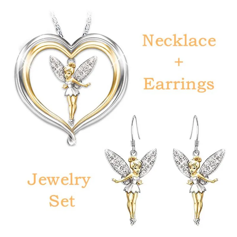 

Fashion exquisite cute little fairy series necklace earrings set women noble all-match banquet accessories gifts wholesale