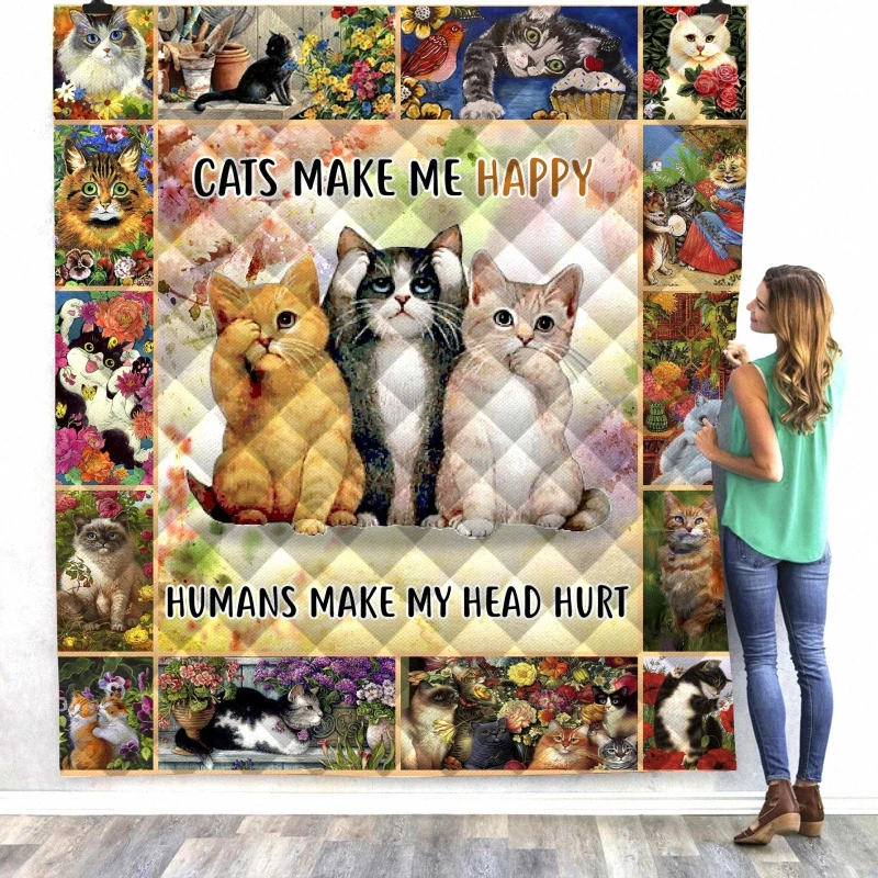 Хэллоуин кошка ужас Тыква принт одеяло для взрослых мягкое Хлопковое большого