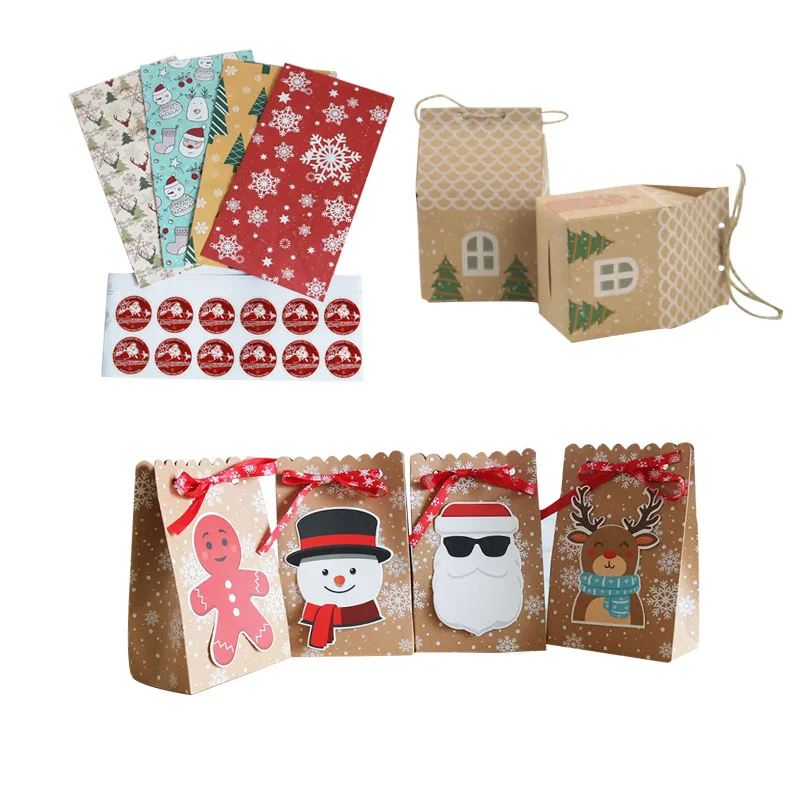 Лидер продаж коробка из крафт бумаги Рождественская для конфет вечерние сумки