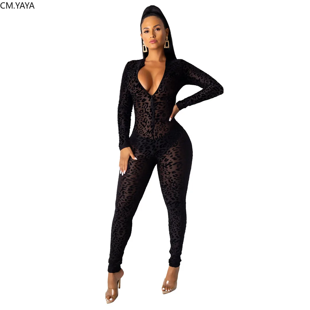 Новая Осенняя Женская леопардовая сетка прозрачный длинный рукав на молнии