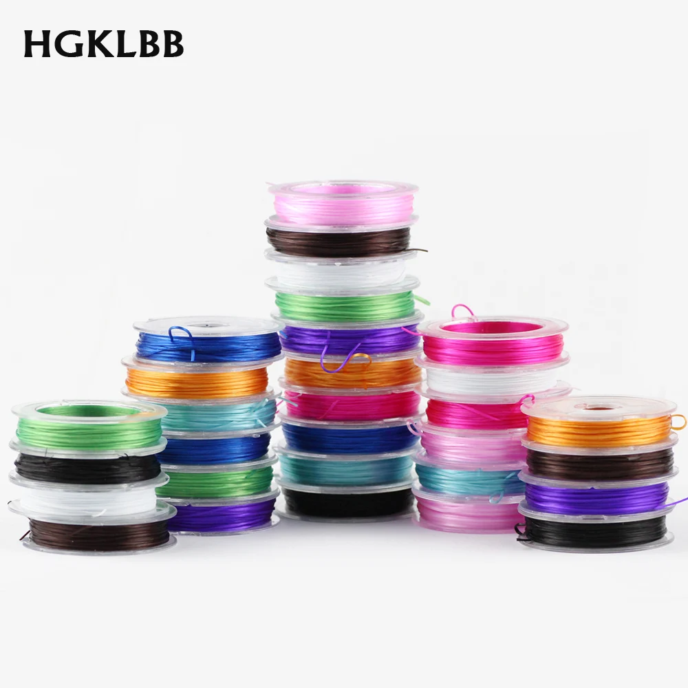 

HGKLBB 0.8mm Colorful Flat Crystal Elastic Beading Stretch Rope Cord Thread String For DIY Bracelets Necklace Jewelry Making