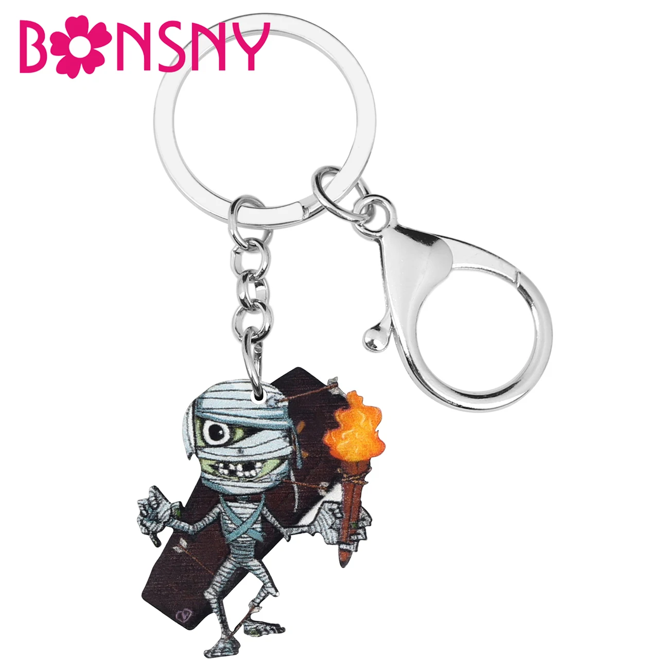 Bonsny акриловые брелки для Хэллоуина мам с принтом уникальные брюк ювелирные